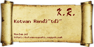 Kotvan Renátó névjegykártya